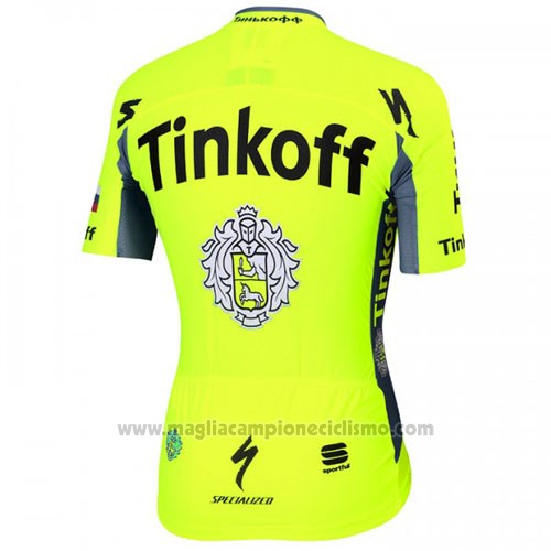 2016 Abbigliamento Ciclismo Tinkoff Giallo Manica Corta e Salopette